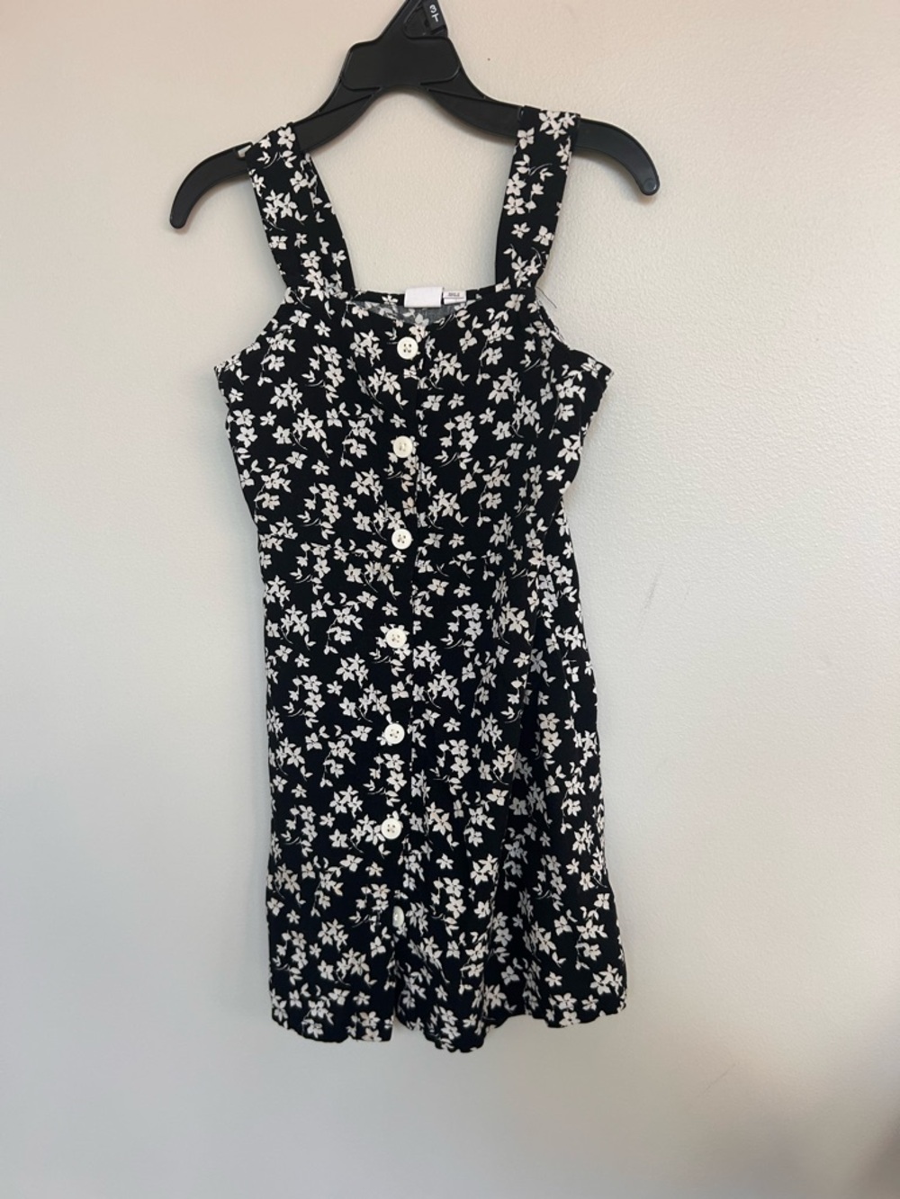 Gap Kids Small Black Floral Button-Front Tank Dress